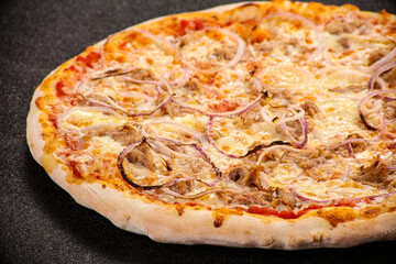 Pizza with meat and onion