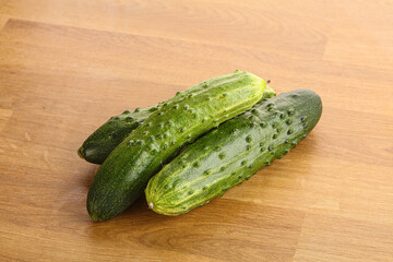 Fersh juicy green cucumbers heap