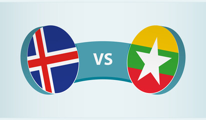 Iceland versus Myanmar, team sports competition concept.