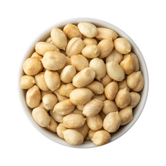 Peeled peanuts in a bowl isolated over white background