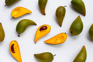 Canistel fruit on white background.