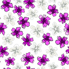 Floral Seamless Pattern Background with Pink and White Flowers.