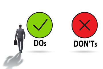 Concept of choosing between dos and donts