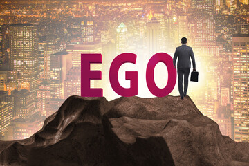 Concept of ego with businessman - obrazy, fototapety, plakaty