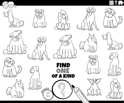 one of a kind game with pedigree dogs coloring book page