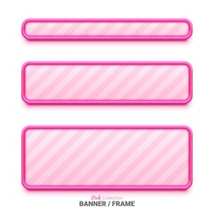 Set of pink fashion banners. Sale banner template design with pink border. Empty mockup for text and graphic. Banner with pink frame. Vector illustration.