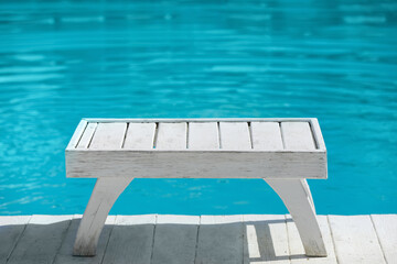 Wooden table at sea resort