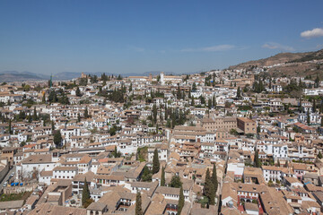 Fototapeta na wymiar Aerial view across Arab quarter in Granada, Andalusia, Spain