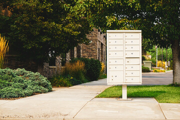 Community mail box in front of office building
