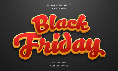 Black Friday Sale 3D Text Effect  Style, Shiny, Bold 3D Text Style Font Premium Vector. 
