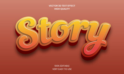 Story Editable 3D Text Effect  Style, Shiny  Bold 3D Text Style Font Premium Vector.