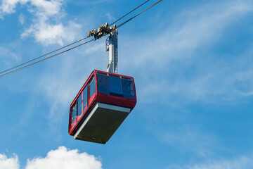 Cable car on ropeway leading to a top of Tahtali mountain in Antalya province, Turkey