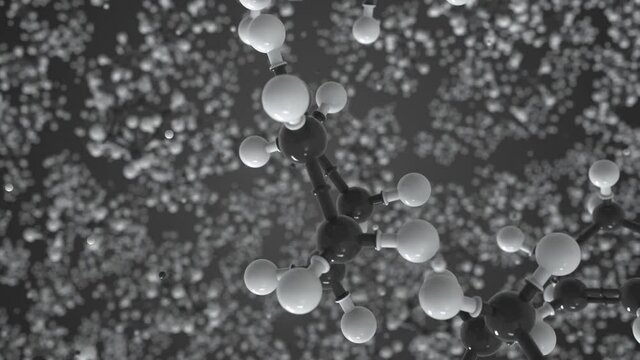 Cyclohexene molecule, scientific molecular model, looping 3d animation