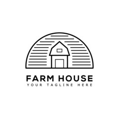 Farm House logo with line elements. minimalist country house logo
