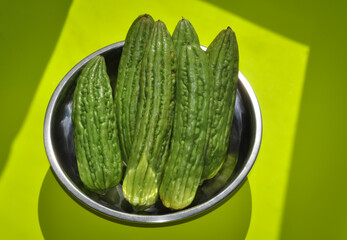 Bitter gourds in the container