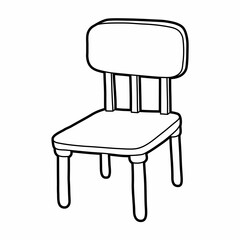 simple wooden school chair lineart vector illustration icon design template with doodle hand drawn style for education and coloring book