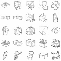 back to school and beverage food and drink lineart vector illustration icon set design template with doodle hand drawn style for education and coloring book