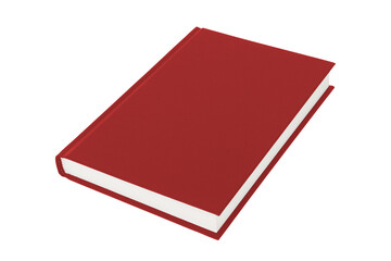 Red hardcover book on white background with clipping path