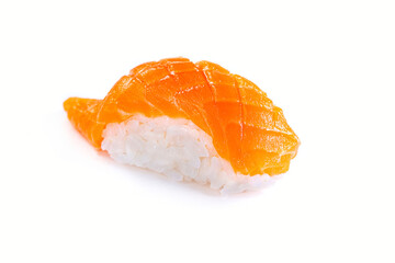 Fresh Salmon sushi on white