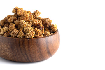 Dried Mulberries on a White Background