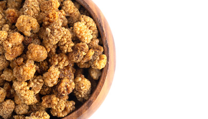Dried Mulberries on a White Background