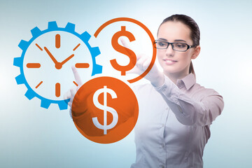 Businesswoman in time is money concept