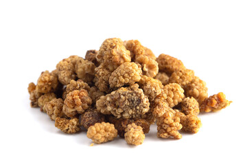 Dried Mulberries on a White Background
