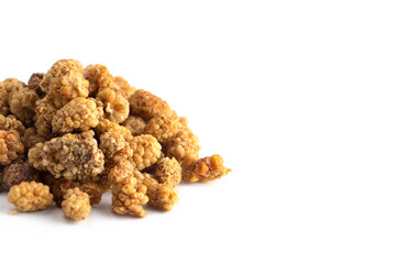 Dried Mulberries on a White Background