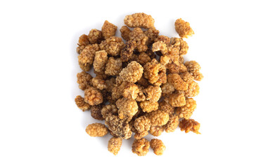 Dried Mulberries on a White Background