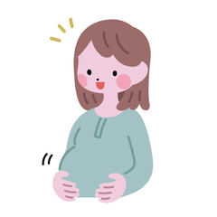 お腹の中の赤ちゃんが動いて喜ぶ妊婦の女性