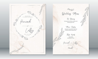  Elegant floral wedding invitation card template watercolor background with flower and leaf branches