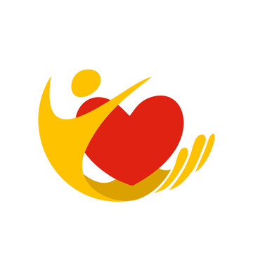 heart in hand sign. Logo fundation