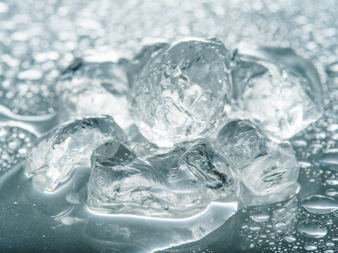 Blocks Of Ice. Abstraction. There Are No People In The Photo. Color Image. Close-up. Climate Change, Global Warming. World Problem. Background. Backdrop. Texture.