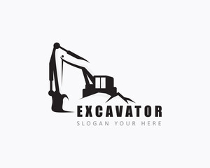 excavator logo creative black vector draw illustration business