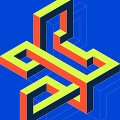 Isometric geometric shape abstract background modern art style
