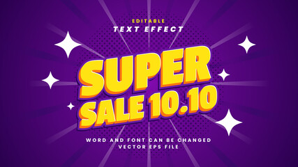 Super sale 10.10 banner promotional template with editable text effect