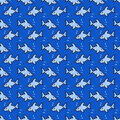 seamless pattern of cute fish cartoon
