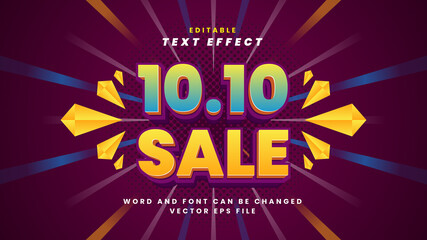 10.10 sale banner promotional template with editable text effect