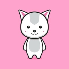 Cute cat mascot cartoon icon vector illustration