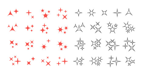 Sparkles, glowing light effect stars and bursts. Bright firework, decoration twinkle, shiny flash
