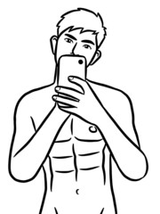 black and white of cute man cartoon for coloring