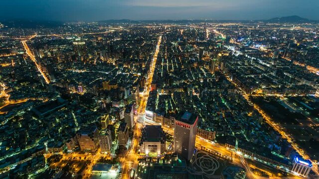 City Skyline Timelapse, Taipei at Night Taiwan