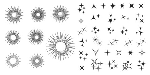 Stars burst elements. Star effect, explosion fireworks vector
