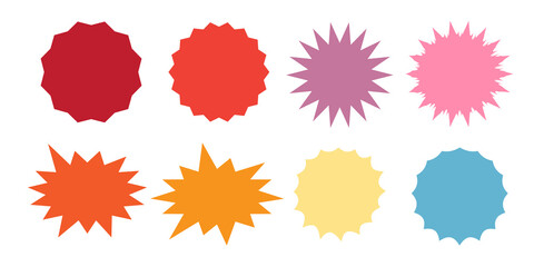 Starburst speech bubbles set. Bursting icon. Starburst isolated icons set