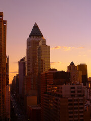New York skyscraper ar sunset