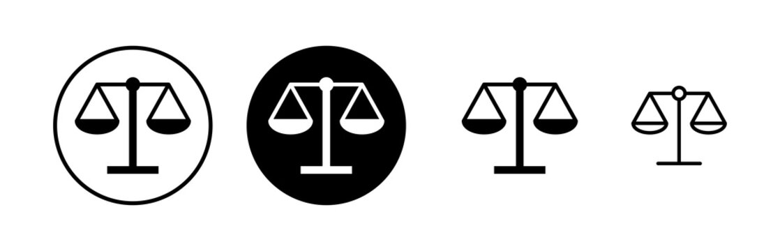 Scales icons set. Law scale icon. Scales vector icon. Justice