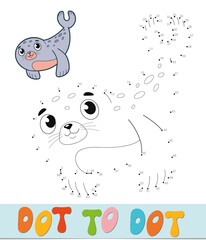 Dot to dot puzzle. Connect dots game. seal vector illustration