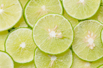  Limes slices texture background, Close up, Top view
