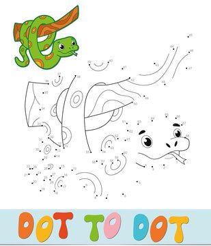 Dot to dot puzzle. Connect dots game. snake vector illustration