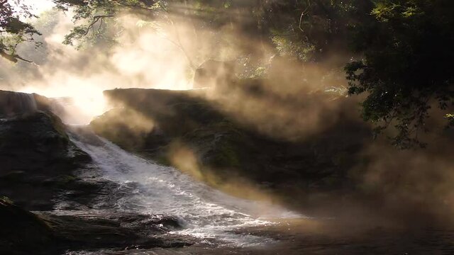 朝の菊池渓谷　四十三万滝